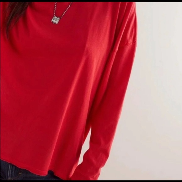Free People Nina Tee Red (NWOT) - Picture 3 of 6